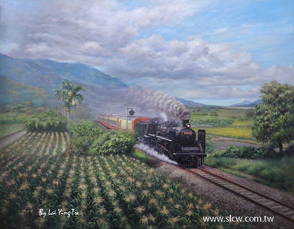 A Steam Train Galloping Through East Rift Valley_painted by Lai Ying-Tse